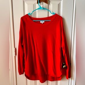 Cherry red, Crown and Ivy XL sweater with button detailing on side seams.